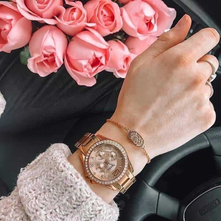 Reloj Fossil dama en acero inoxidable oro rosado con extensible de