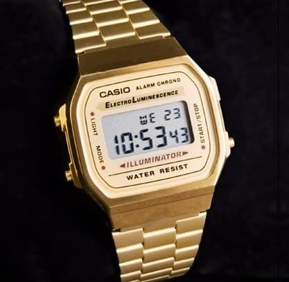 Casio A168WG-9 Vintage Gold Clasico reloj de metal casual dorado
