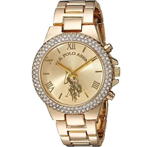 US Polo Assn USC40032AZ Gold reloj dorado inoxidable formal casual para mujer - TIME