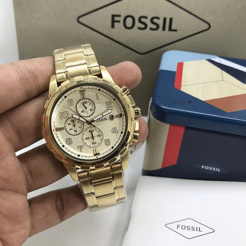Fossil Dean Chronograph Gold FS4867 reloj dorado de acero inoxidable para  hombre - TIME El Salvador