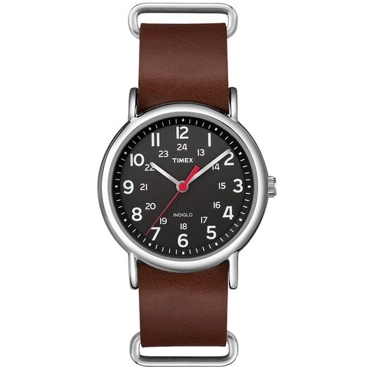 Timex Weekender Brown/Black TW2R631009J reloj brazalete de cuero cafe dial  negro para hombre - TIME El Salvador