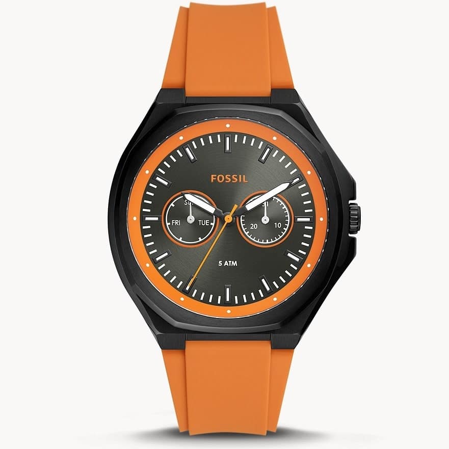 Fossil Evanston Multifunction Orange BQ2675 reloj deportivo dial gris para  hombre - TIME El Salvador