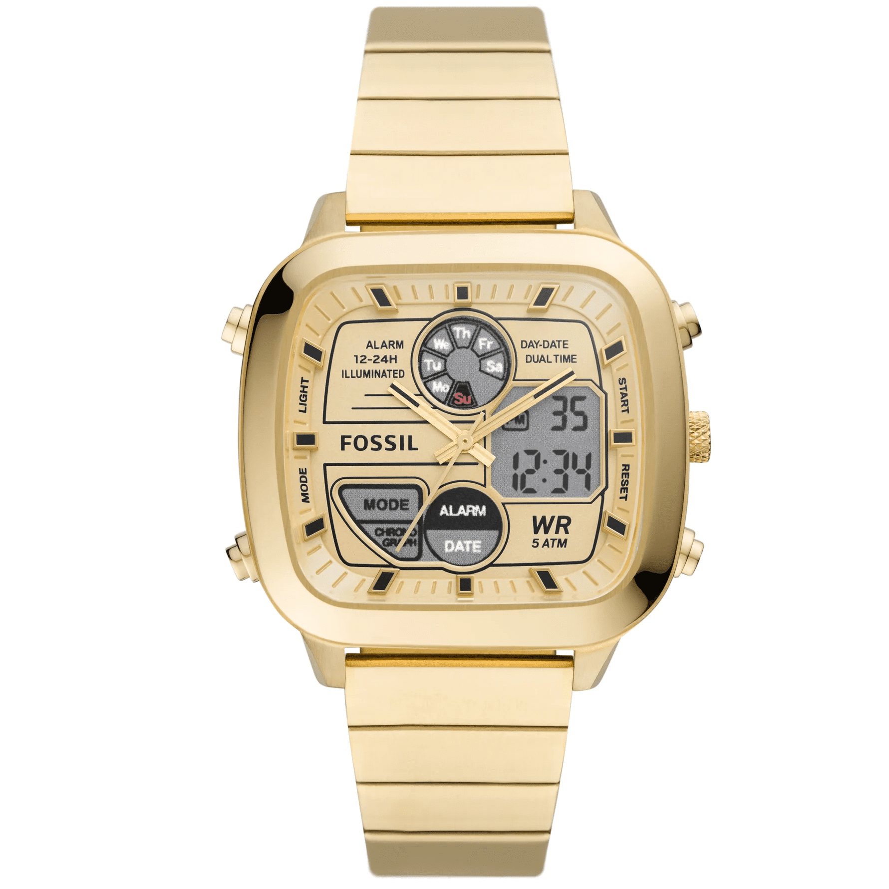 Fossil Retro Analog Digital Gold Tone FS5889 reloj dorado casual para  hombre - TIME El Salvador