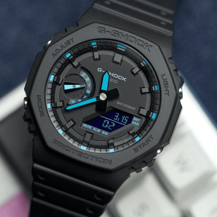 Casio G-SHOCK GA-100-1A2 Blue reloj deportivo negro con azul para caballero  - TIME El Salvador