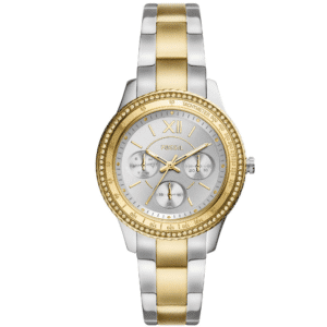 Fossil Stella Sport Multifunction Two-Tone ES5107 reloj casual de acero inoxidable plateado y dorado para mujer