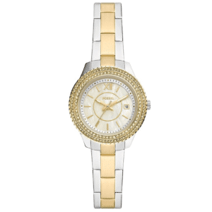Fossil Stella Three-Hand Date Two-Tone ES5138 reloj acero inoxidable casual plateado y dorado para mujer
