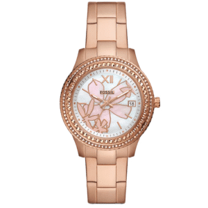 Fossil Stella Three-Hand Floral Rose Gold-Tone ES5192 reloj formal acero inoxidable rose gold para mujer